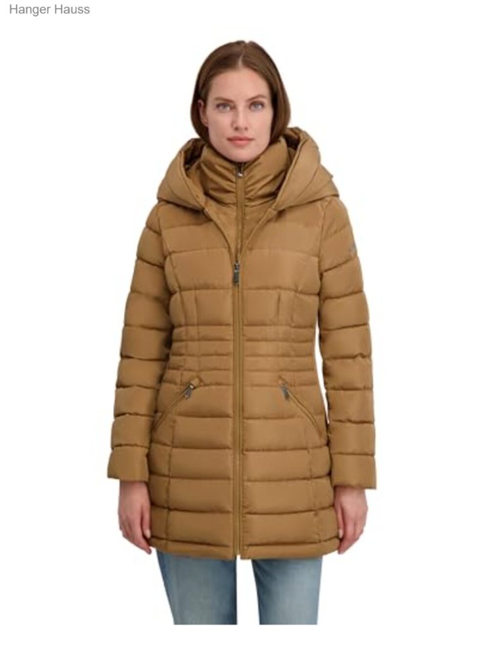 Quilted Puffer Jacket Windbreaker Women's Mid-Length Fit & Flare Coat